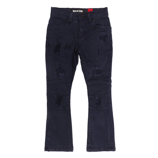 B1941 Makobi Monogram Kids Jeans - Navy