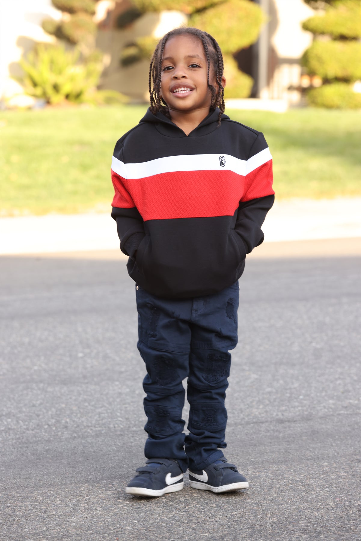 B5941 Makobi Kids Monogram Hoodie - Black