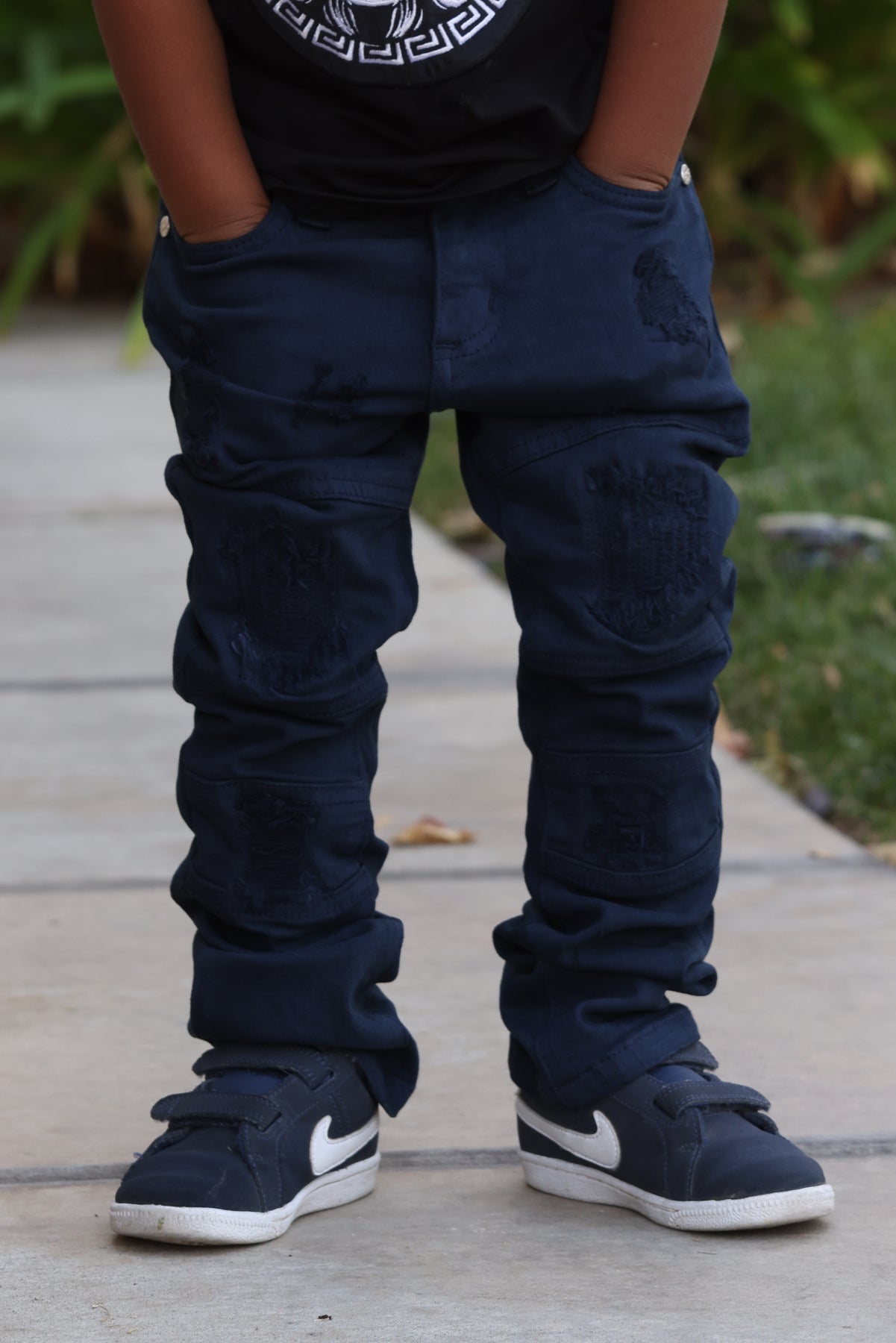 B1941 Makobi Monogram Kids Jeans - Navy