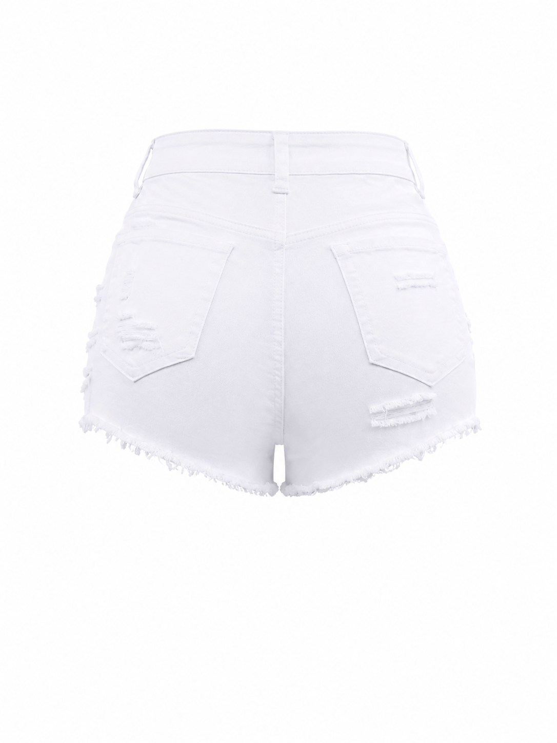 REDFOX WOMEN HIGH RISE SHREDDED SIDE DENIM SHORTS