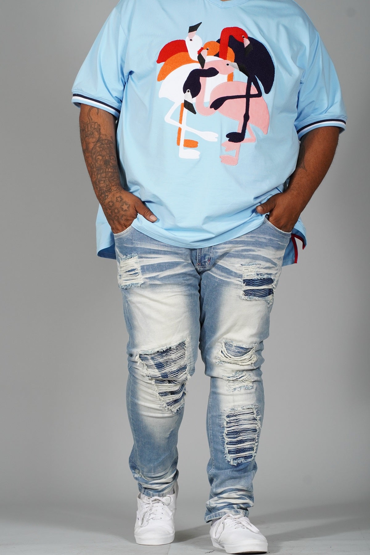 M1780 Makobi Pensacola Shredded Jeans - Light Wash