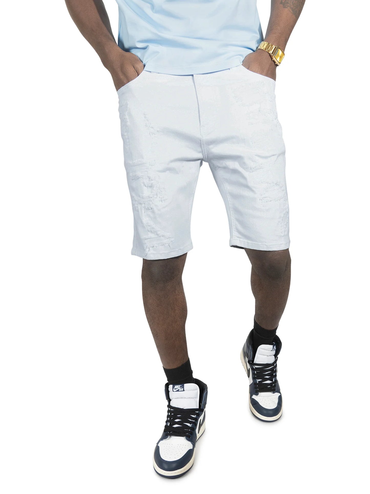 MAKOBI Amato Denim Shorts -WHITE- (M607)