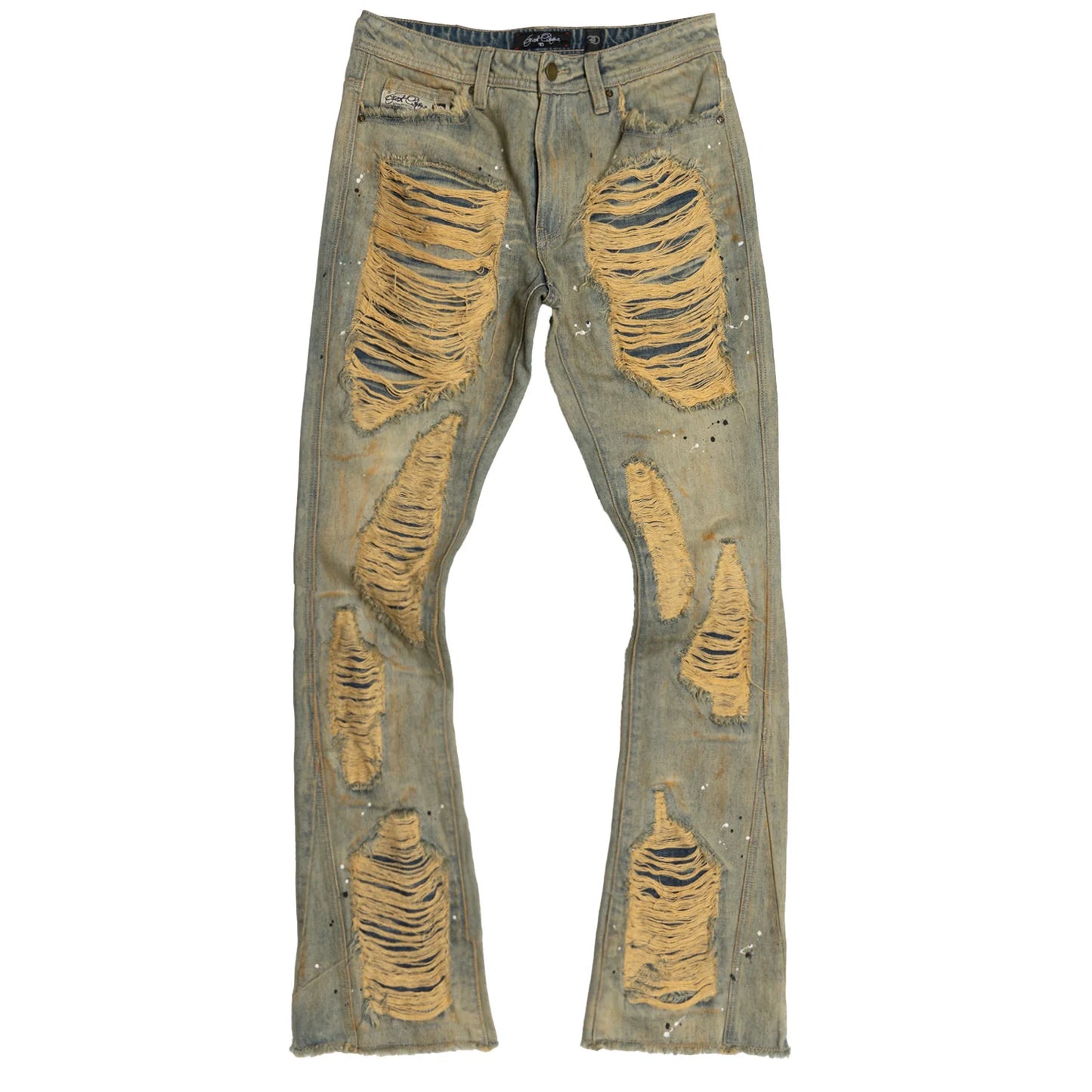 FROST F1772 Basel Distressed Stacked Jeans - Antique Wash