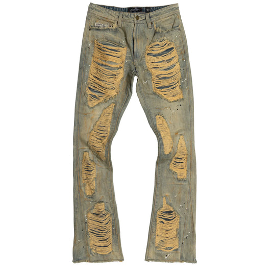 FROST F1772 Basel Distressed Stacked Jeans - Antique Wash
