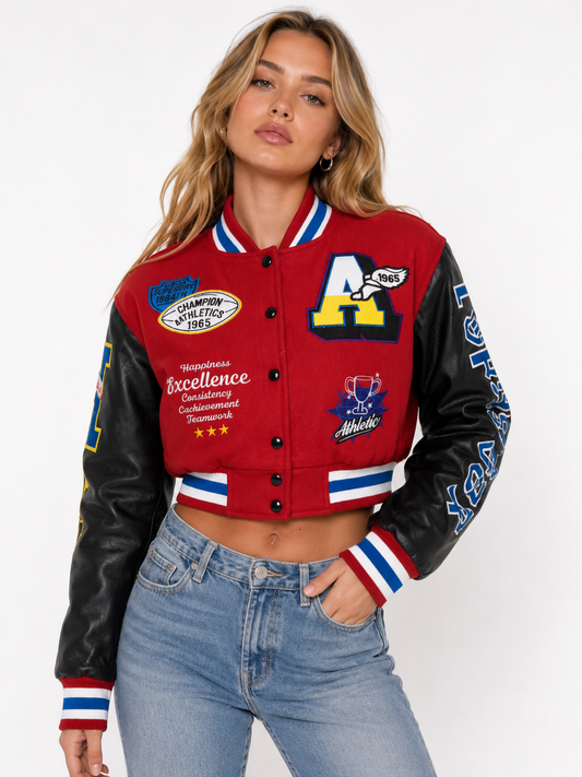 REDFOX WOMEN VARSITY JACKET W/PATCHES