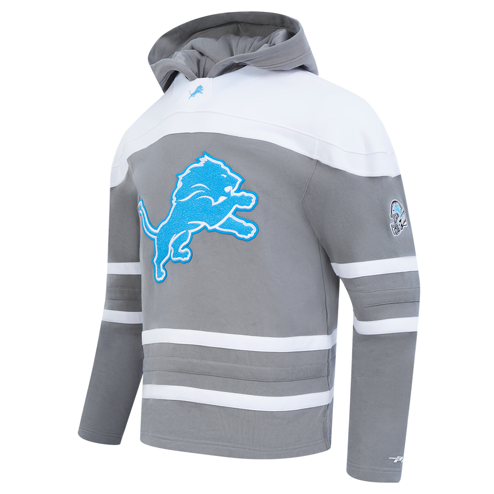 PRO STANDARD DETROIT LION CLASSIC FLC CB PO HOODIE, GRAY/WHITE
