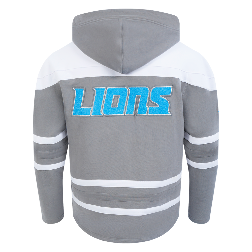 PRO STANDARD DETROIT LION CLASSIC FLC CB PO HOODIE, GRAY/WHITE