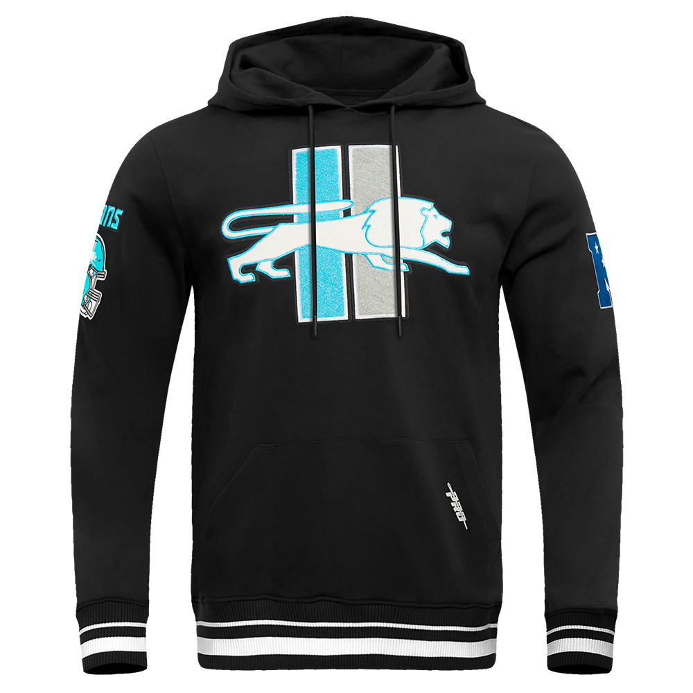 PRO STANDARD-DETROIT LIONS RETRO MASH UP M RIB FLC PO HOODIE-BLACK