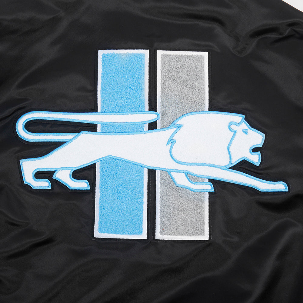 PRO STANDARD-DETROIT LIONS RETRO MASH UP M RIB SATIN JACKET, BLACK