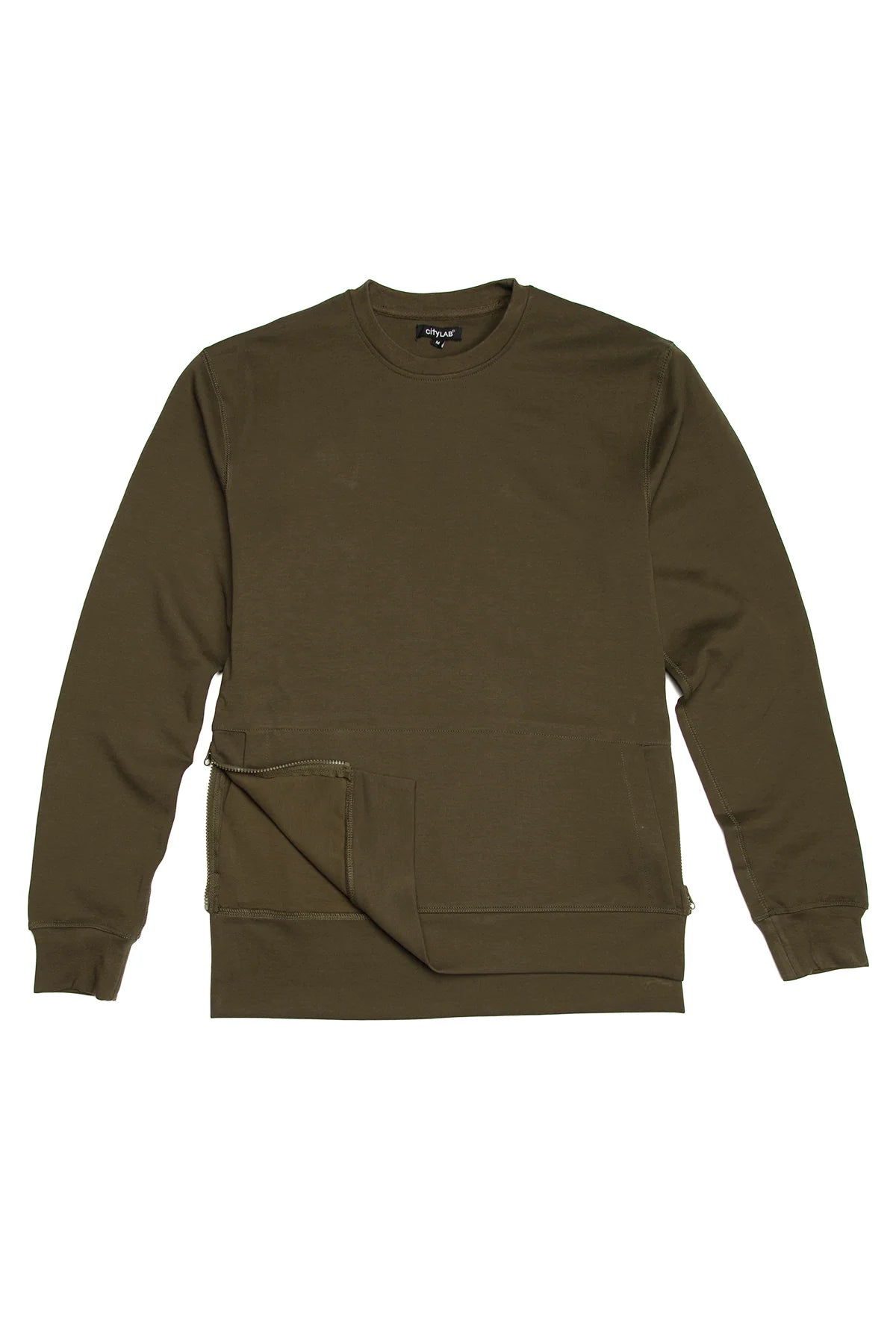 CITYLAB SIDE-ZIP FLEECE CREW, PERFORMANCE FLEECE