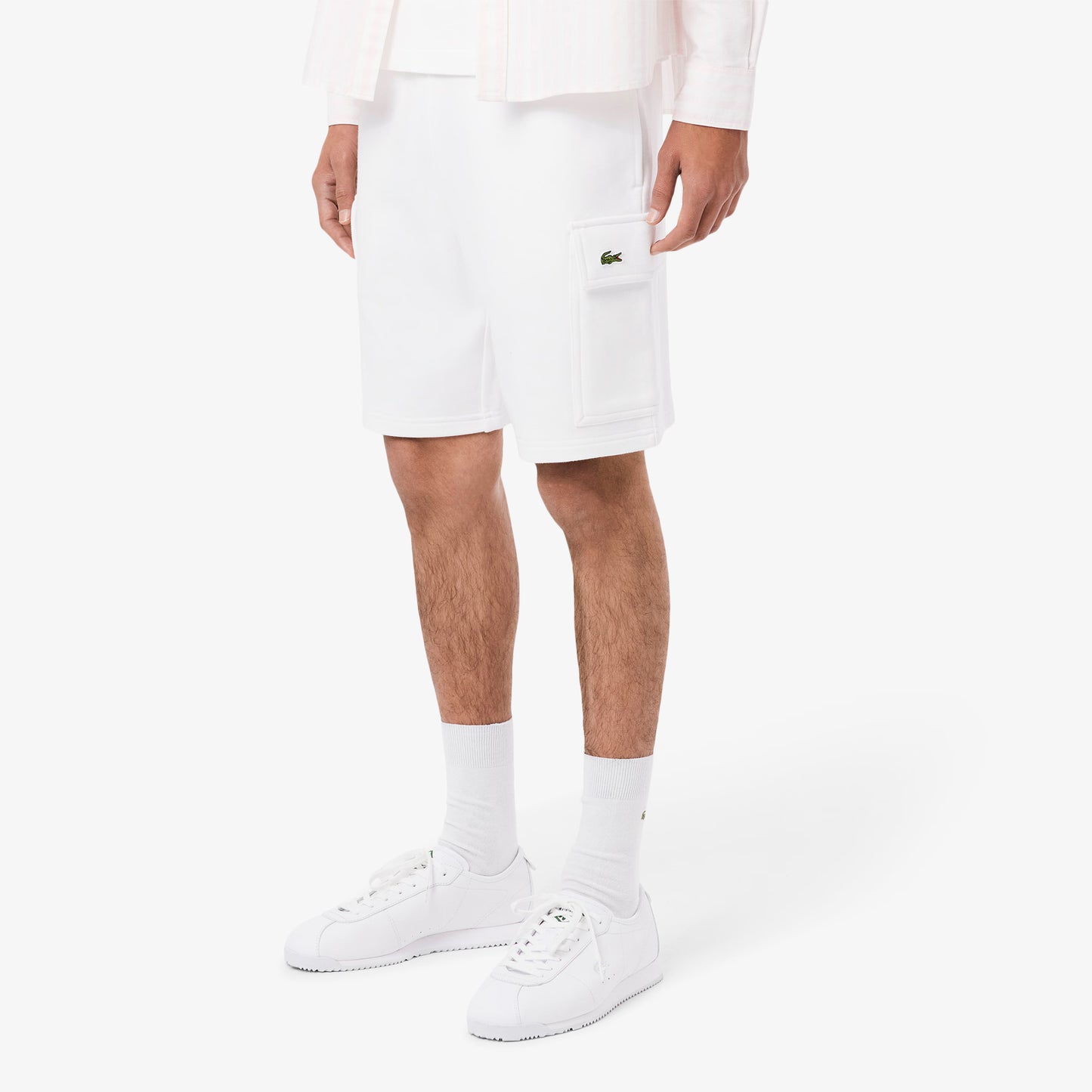 LACOSTE Men's Cotton Fleece Cargo Shorts Men-White-GH9743-51