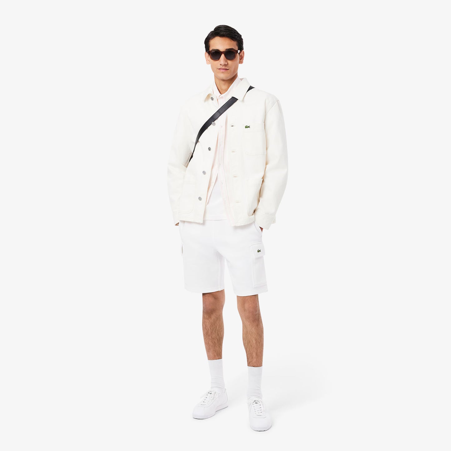 LACOSTE Men's Cotton Fleece Cargo Shorts Men-White-GH9743-51