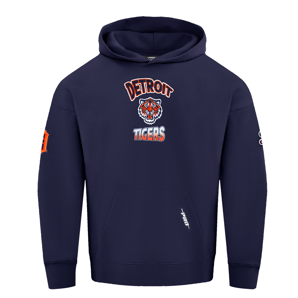 PRO STANDARD DETROIT TIGERS TURN IT UP M DROP SHOULDER FLC PO HOODIE-MIDNIGHT NAVY