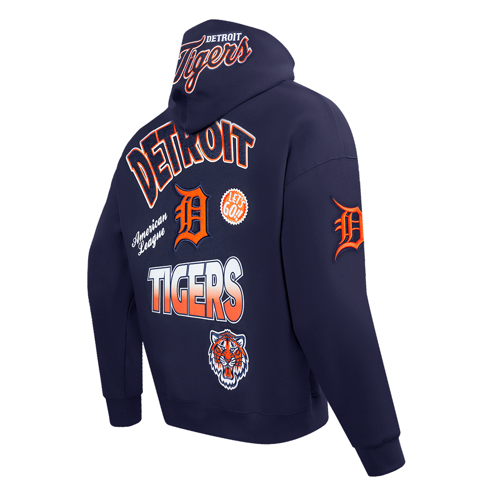 PRO STANDARD DETROIT TIGERS TURN IT UP M DROP SHOULDER FLC PO HOODIE-MIDNIGHT NAVY