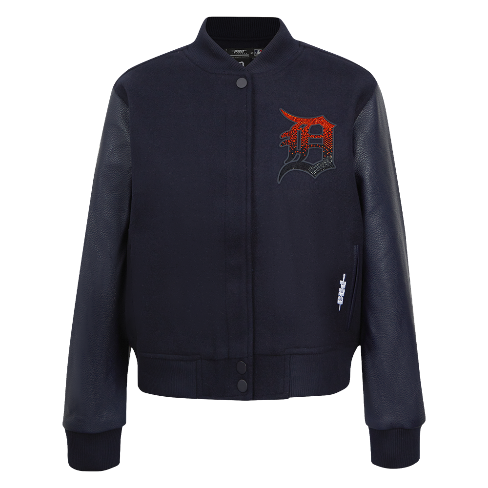 PRO STANDARD DETROIT TIGERS JEWELS W WOOL VARSITY JACKET, MIDNIGHT NAVY