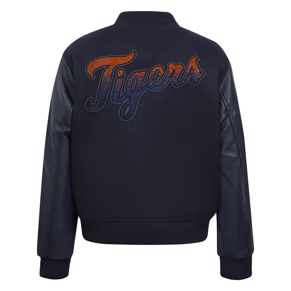 PRO STANDARD DETROIT TIGERS JEWELS W WOOL VARSITY JACKET, MIDNIGHT NAVY