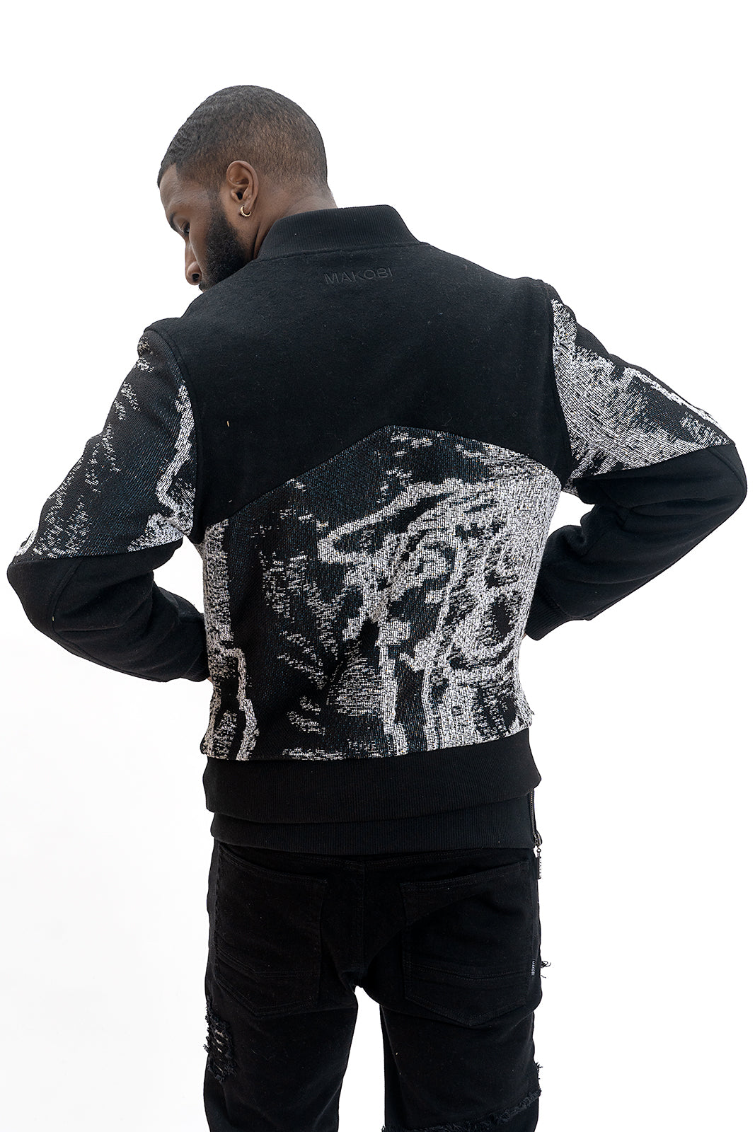 Makobi M1099 Bagnoli Tapestry Varsity Jacket - Black