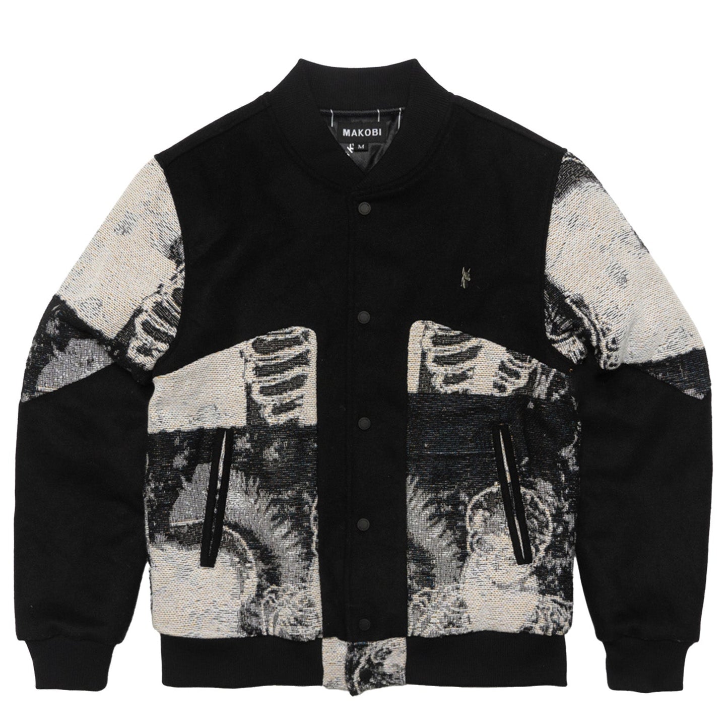 Makobi M1099 Bagnoli Tapestry Varsity Jacket - Black