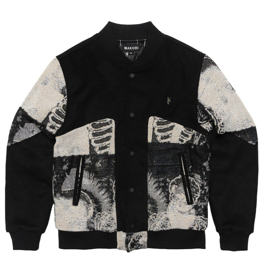 Makobi M1099 Bagnoli Tapestry Varsity Jacket - Black