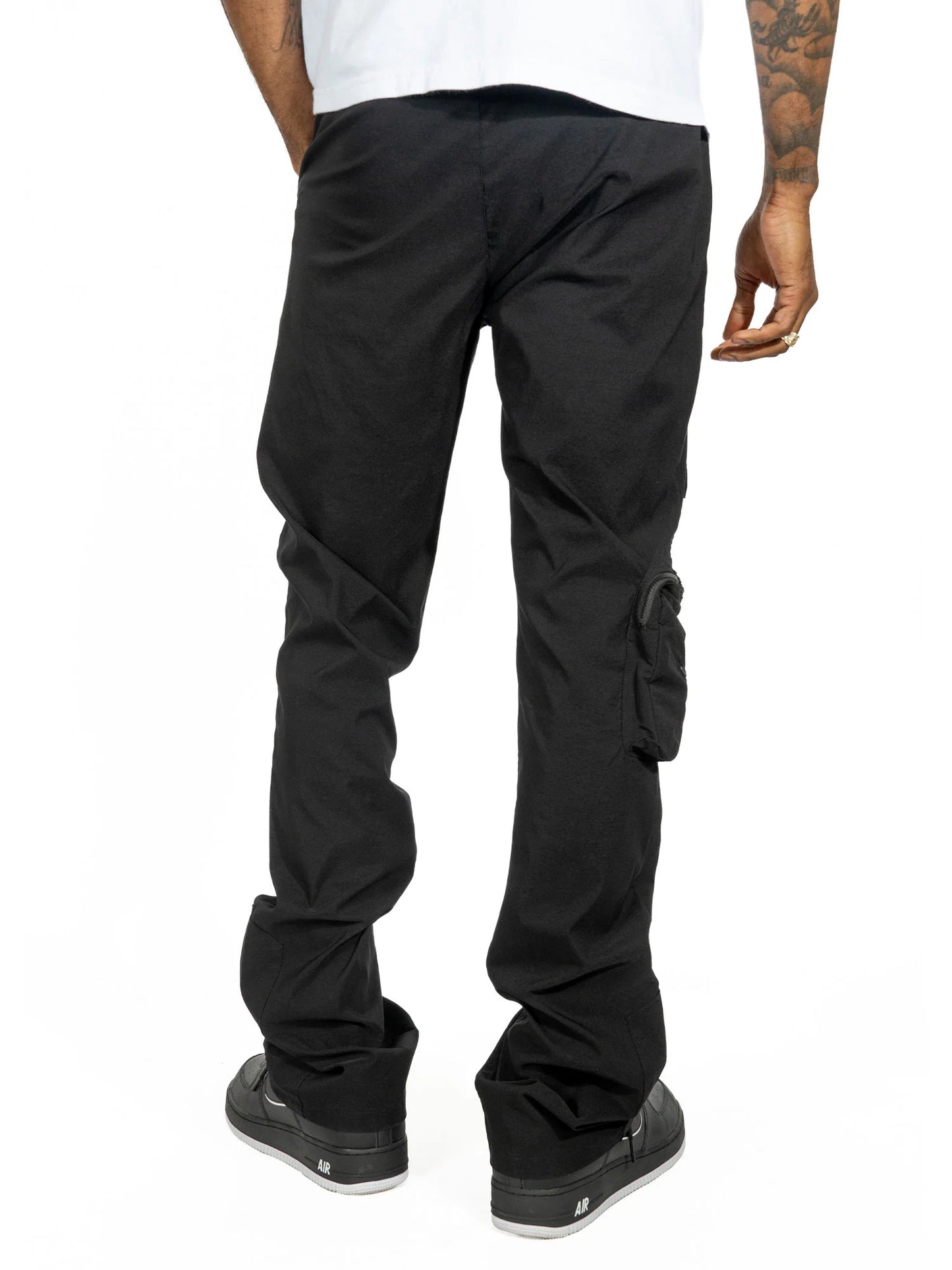 MAKOBI Sartoni Nylon Stacked Pants - Black-(M1625)