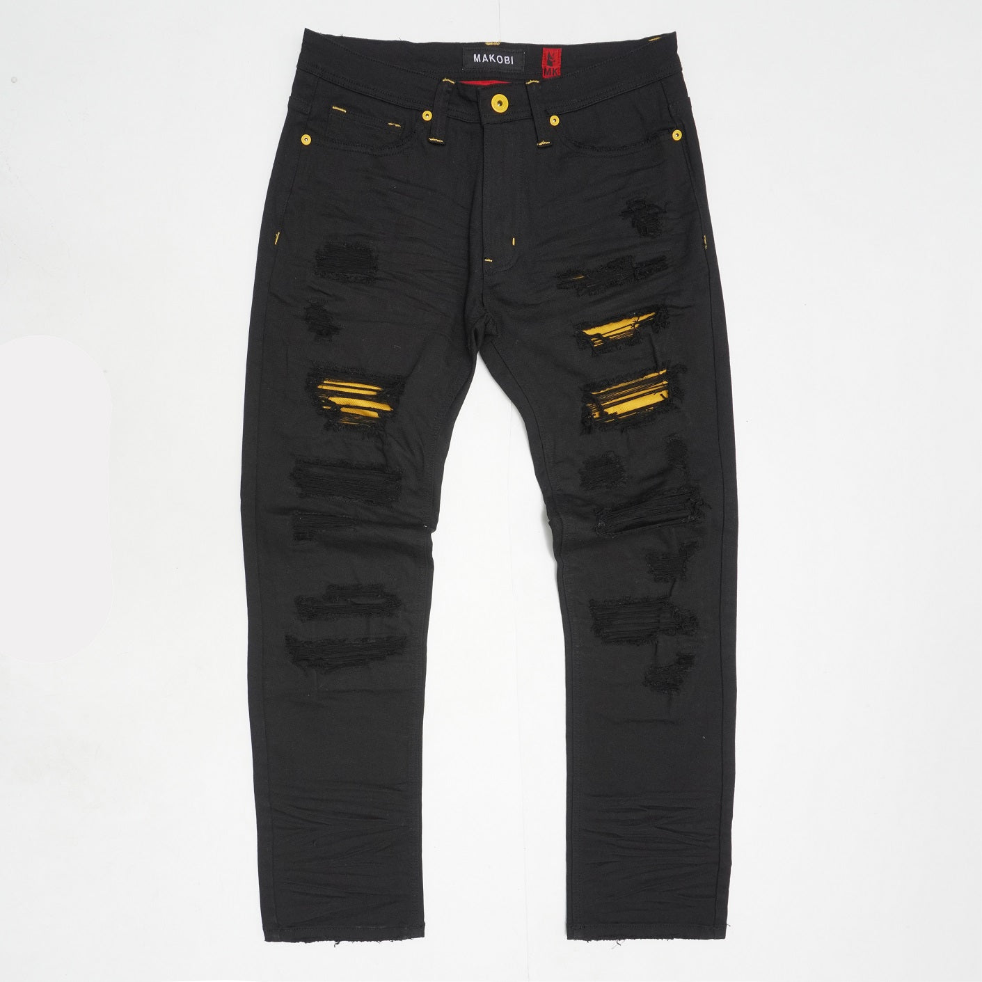 M1773 Makobi Amalfi Denim Jeans With Underlay - Black/Yellow