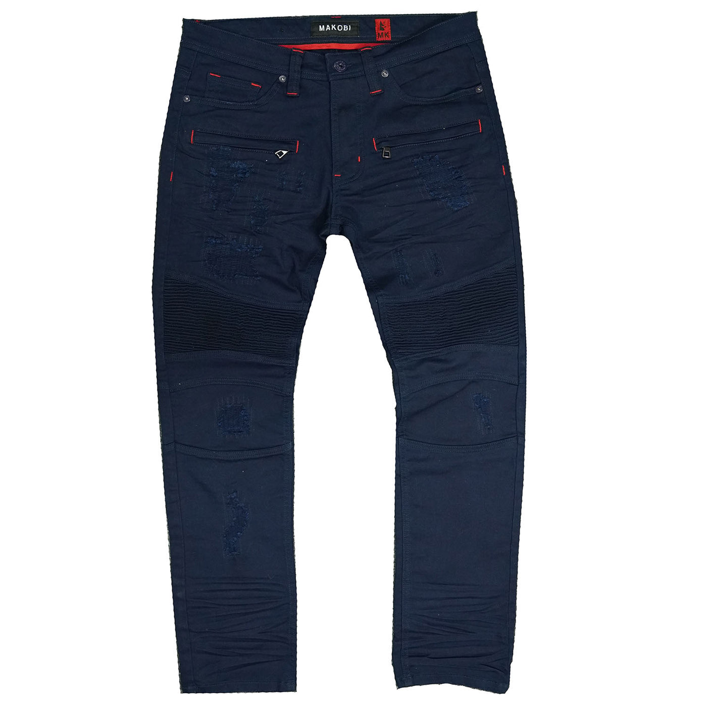 M1786 Makobi Prado Biker Jeans With Rip & Repair