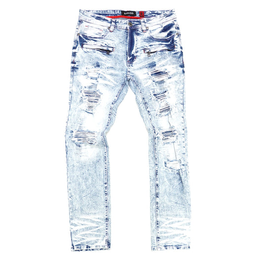 M1944 Makobi Pipa Shredded Jeans - Light Wash