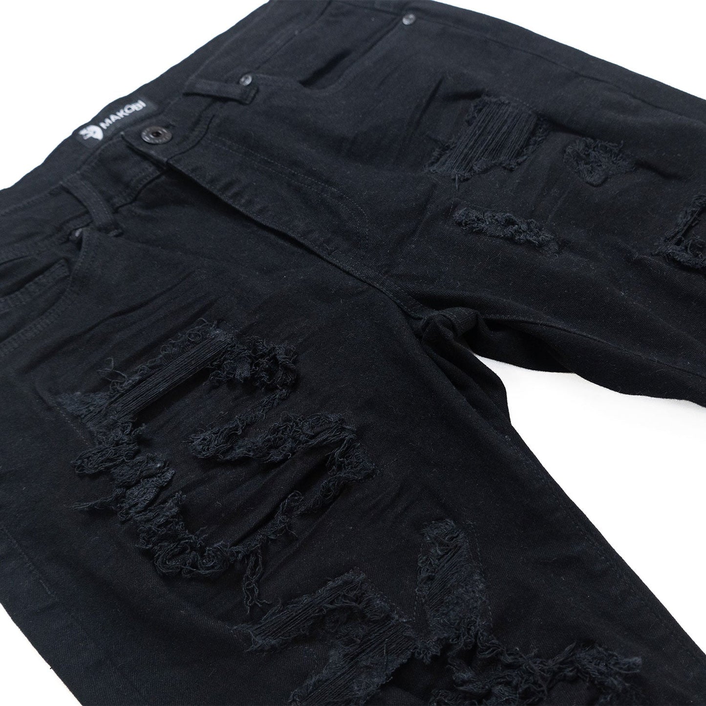 M1993 Argento Riped & Repair MAKOBI Jeans - Black