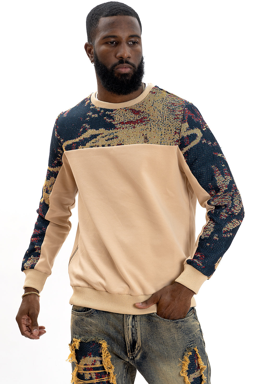 Makobi M4399 Bagnoli Tapestry Crewneck - Khaki