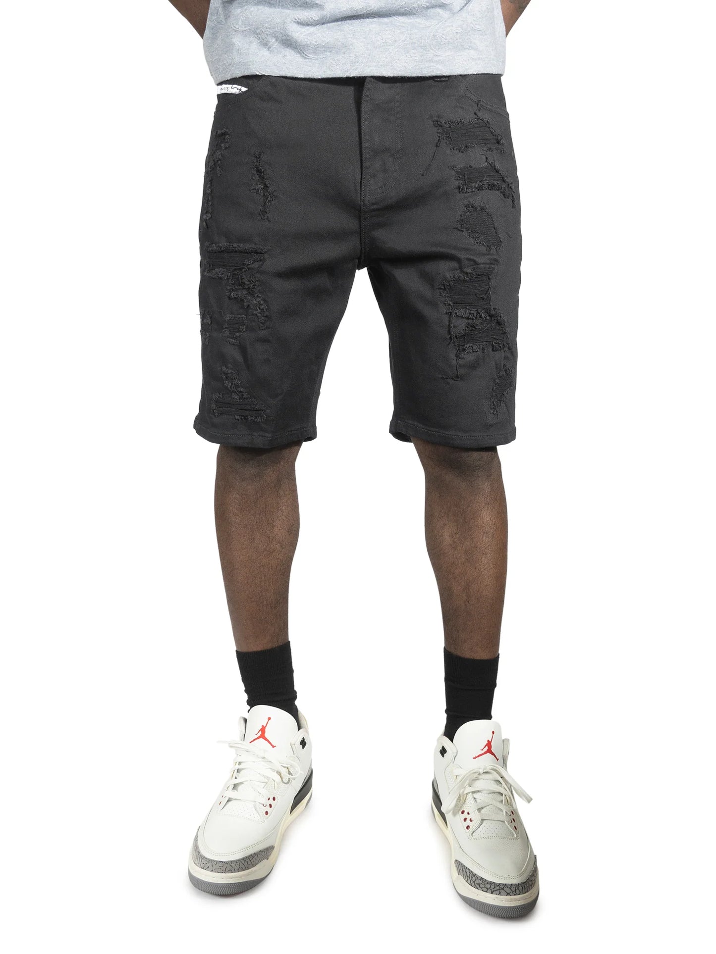 MAKOBI Amato Denim Shorts - Black/Black (M607)