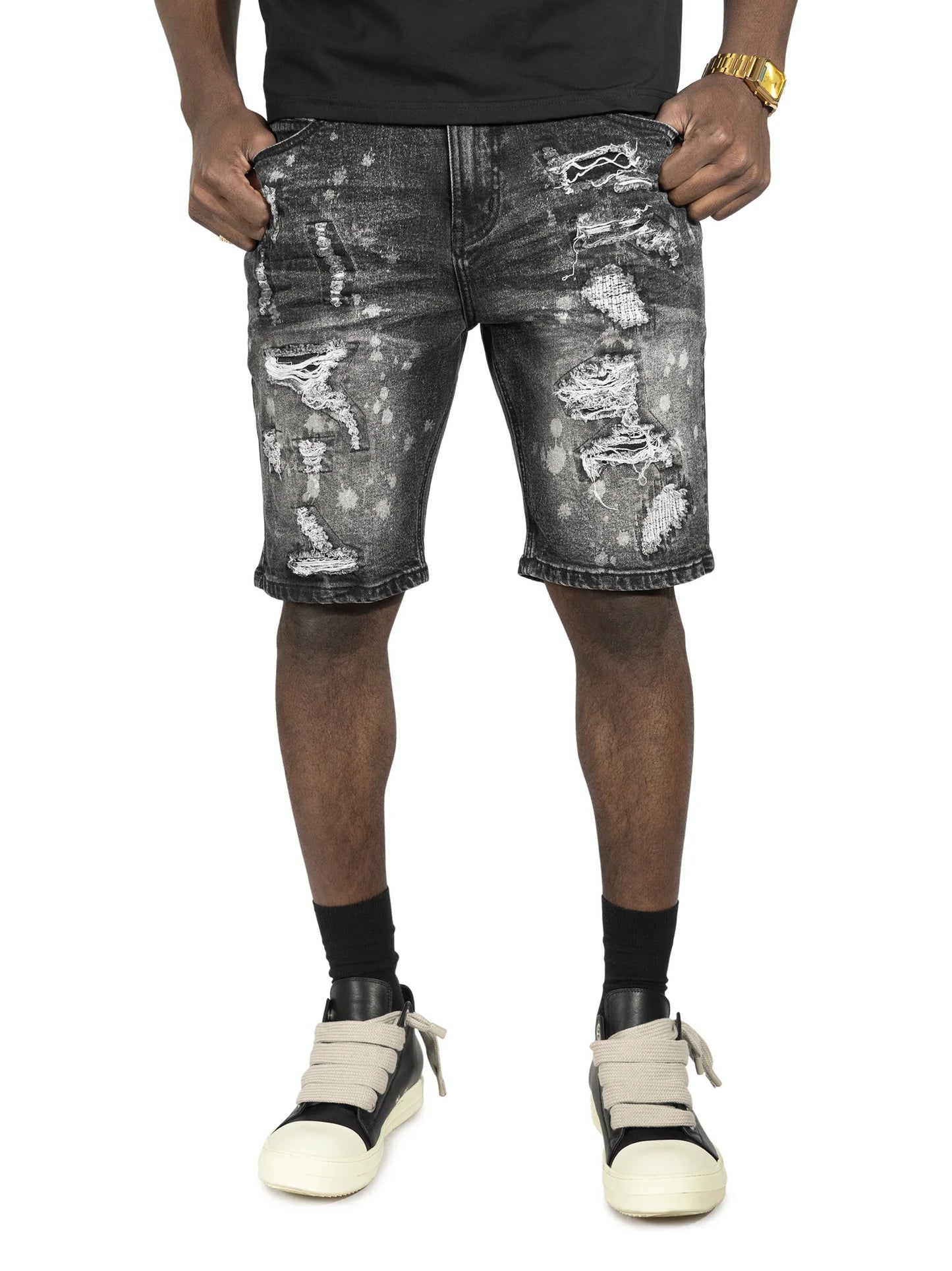 MAKOBI  Amato Denim Shorts-BLACK.W (M607)