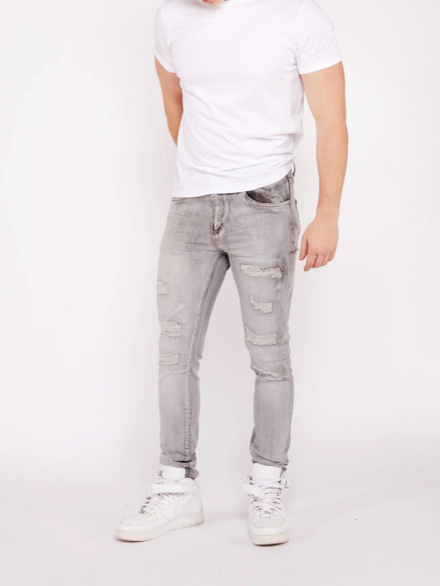 Waimea Men's Skinny Jeans with Rips & Repair-M8496D