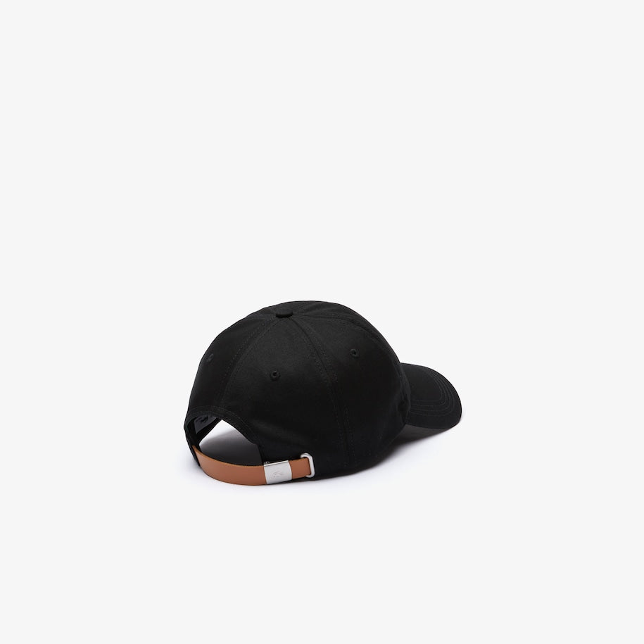 Lacoste - Contrast Strap And Oversized Crocodile Cotton Hat - Black