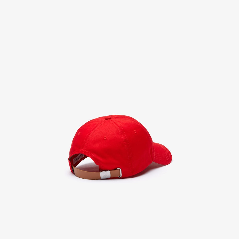 Lacoste - Contrast Strap And Oversized Crocodile Cotton Hat - Red