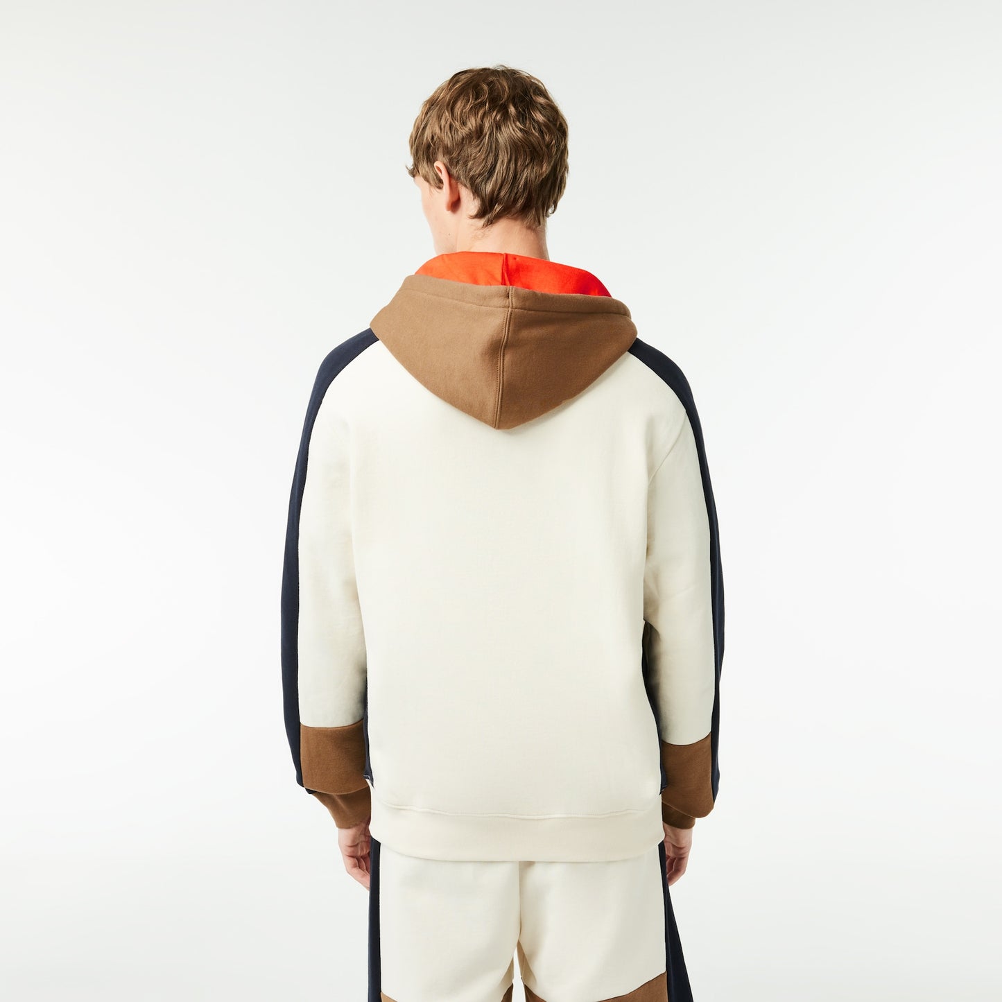 Lacoste - Men's Color block Hoodie - White/Brown/Navy
