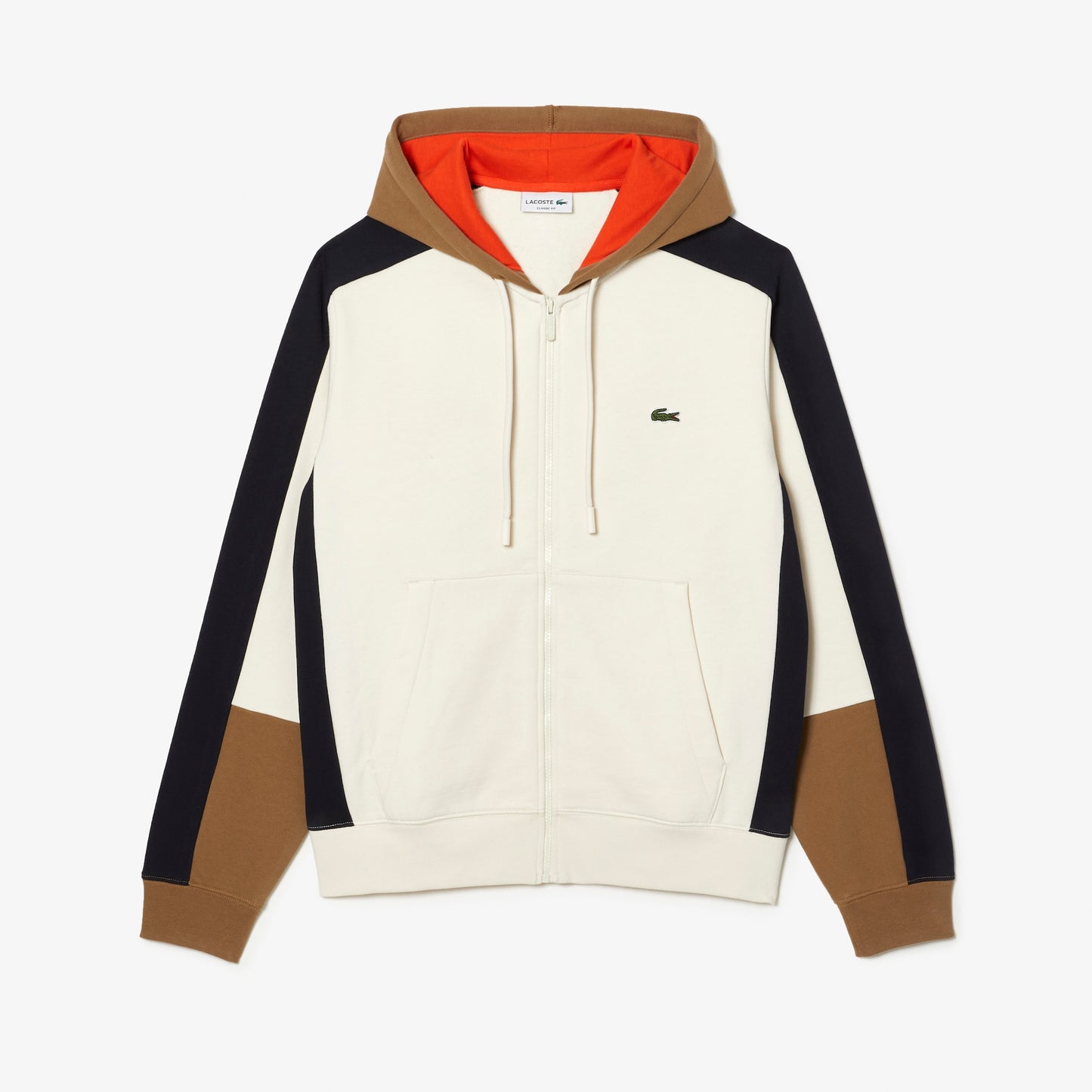 Lacoste - Men's Color block Hoodie - White/Brown/Navy