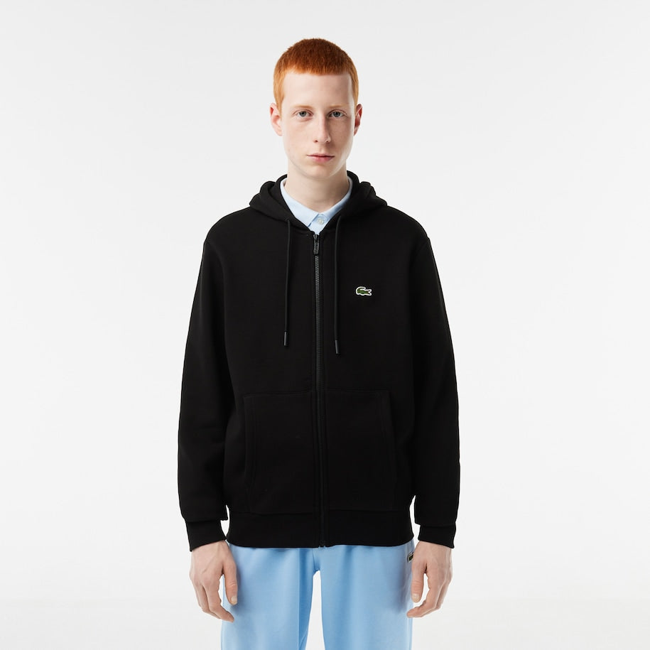 Lacoste - Kangaroo Pocket Fleece Zipped Hoodie - Black