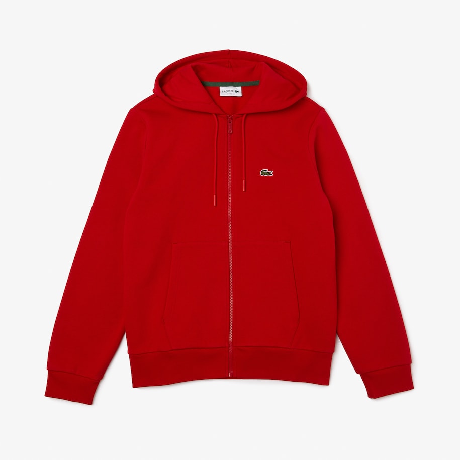 Lacoste - Kangaroo Pocket Fleece Zipped Hoodie - Red