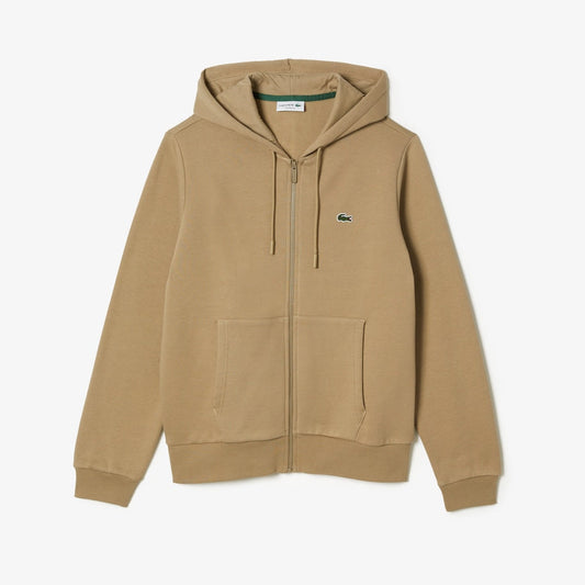 Lacoste - Kangaroo Pocket Fleece Zipped Hoodie - Beige