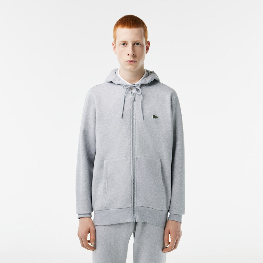 Lacoste - Kangaroo Pocket Fleece Zipped Hoodie - Gray