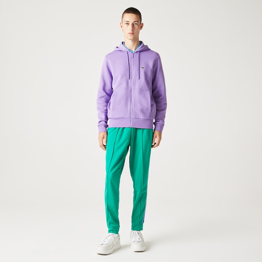 Lacoste - Kangaroo Pocket Fleece Zipped Hoodie - Purple