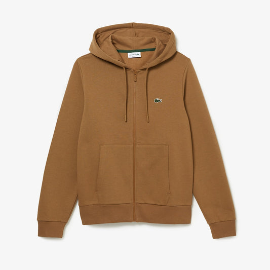 Lacoste - Kangaroo Pocket Fleece Zipped Hoodie - Brown