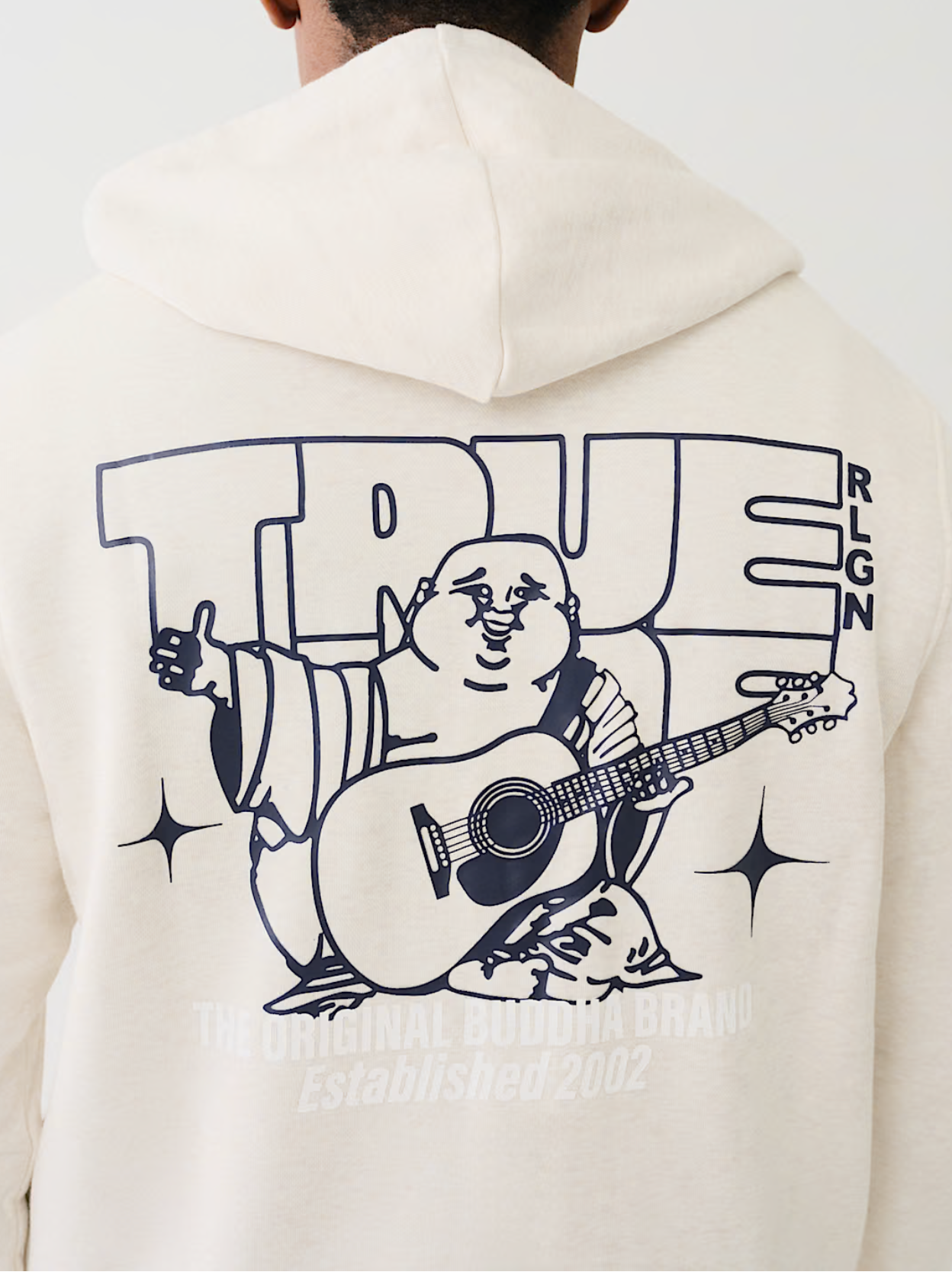 TRUE RELIGION BUDDHA STAR ZIP HOODIE-OATMEAL