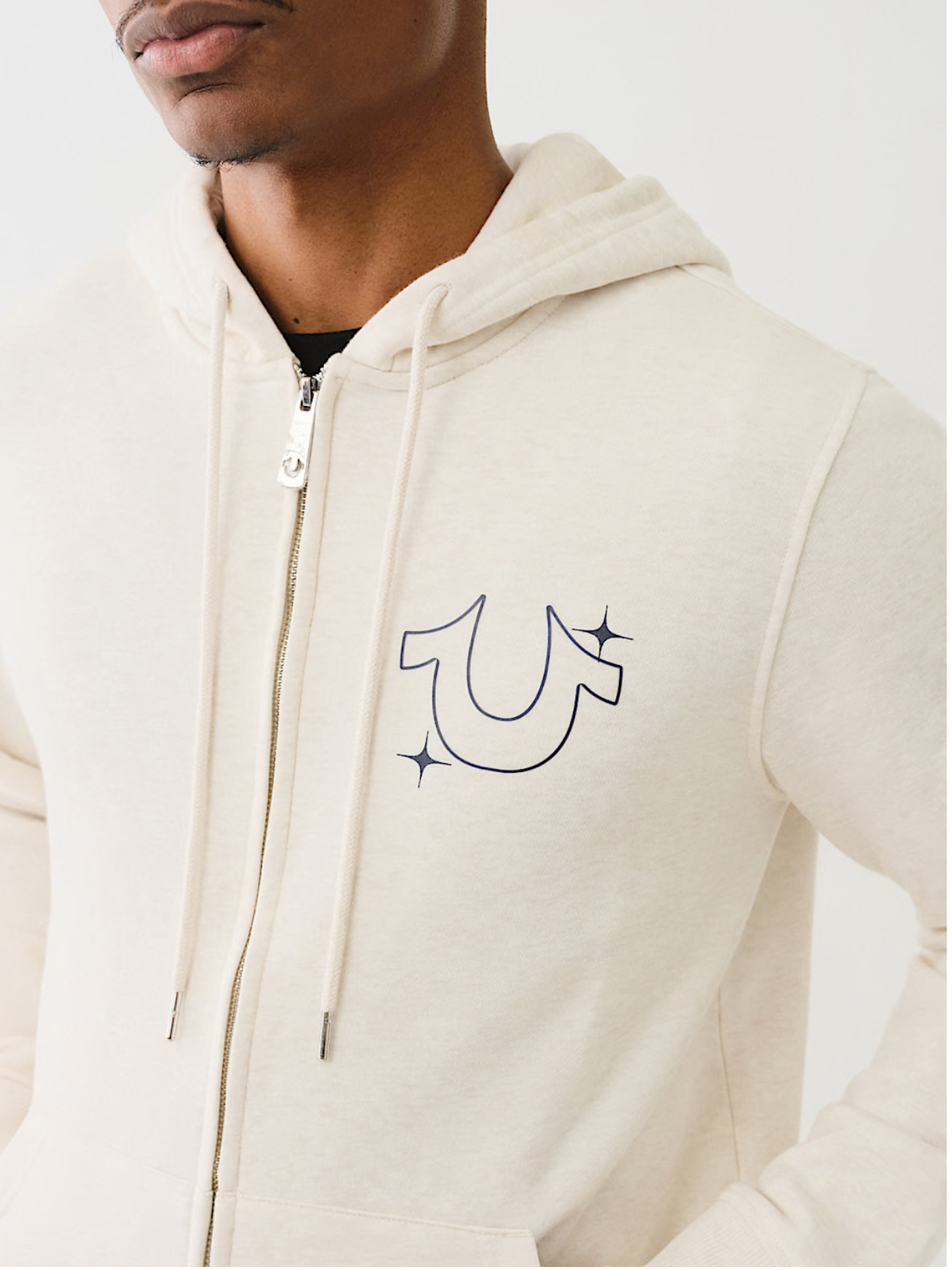 TRUE RELIGION BUDDHA STAR ZIP HOODIE-OATMEAL