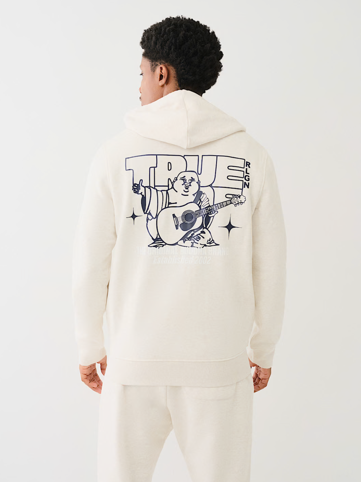 TRUE RELIGION BUDDHA STAR ZIP HOODIE-OATMEAL