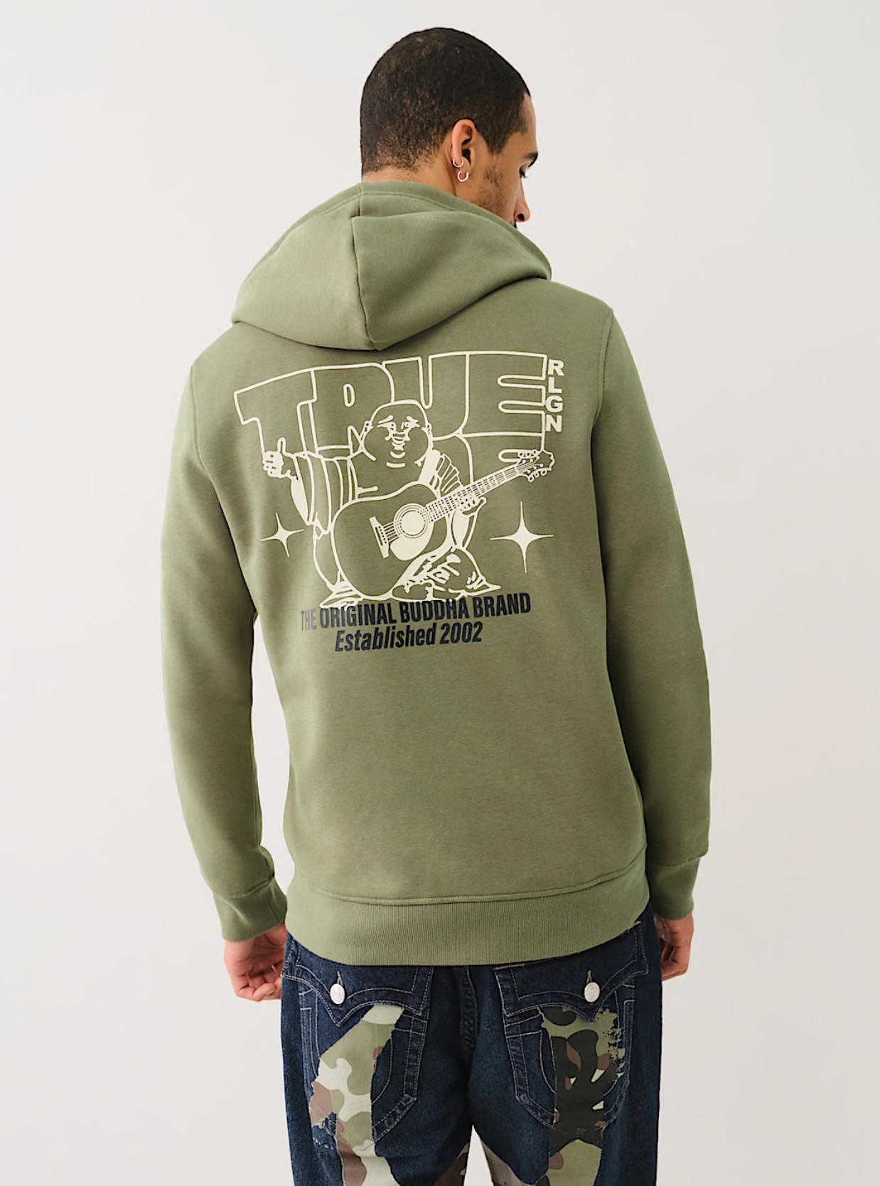 TRUE RELIGION BUDDHA STAR ZIP HOODIE-GREEN