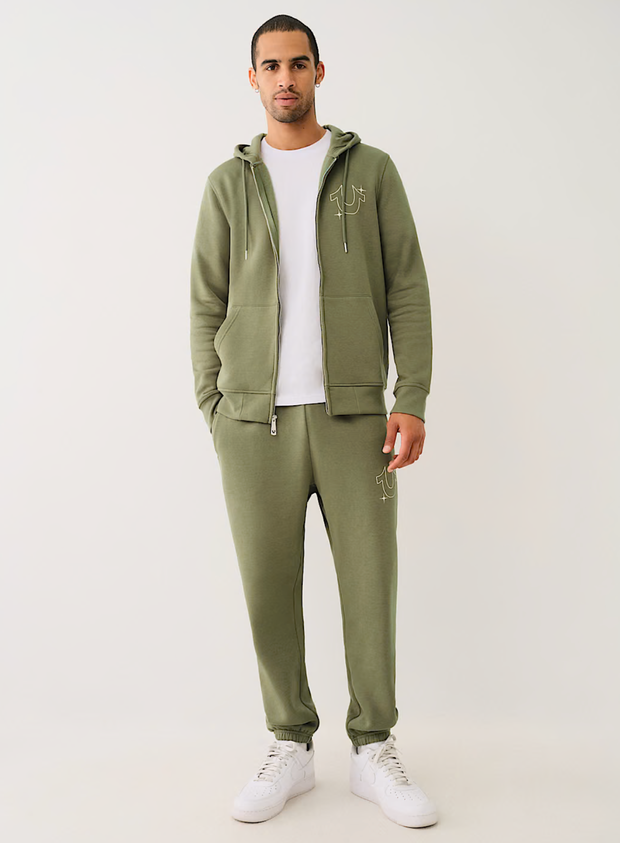 TRUE RELIGION BUDDHA STAR ZIP HOODIE-GREEN