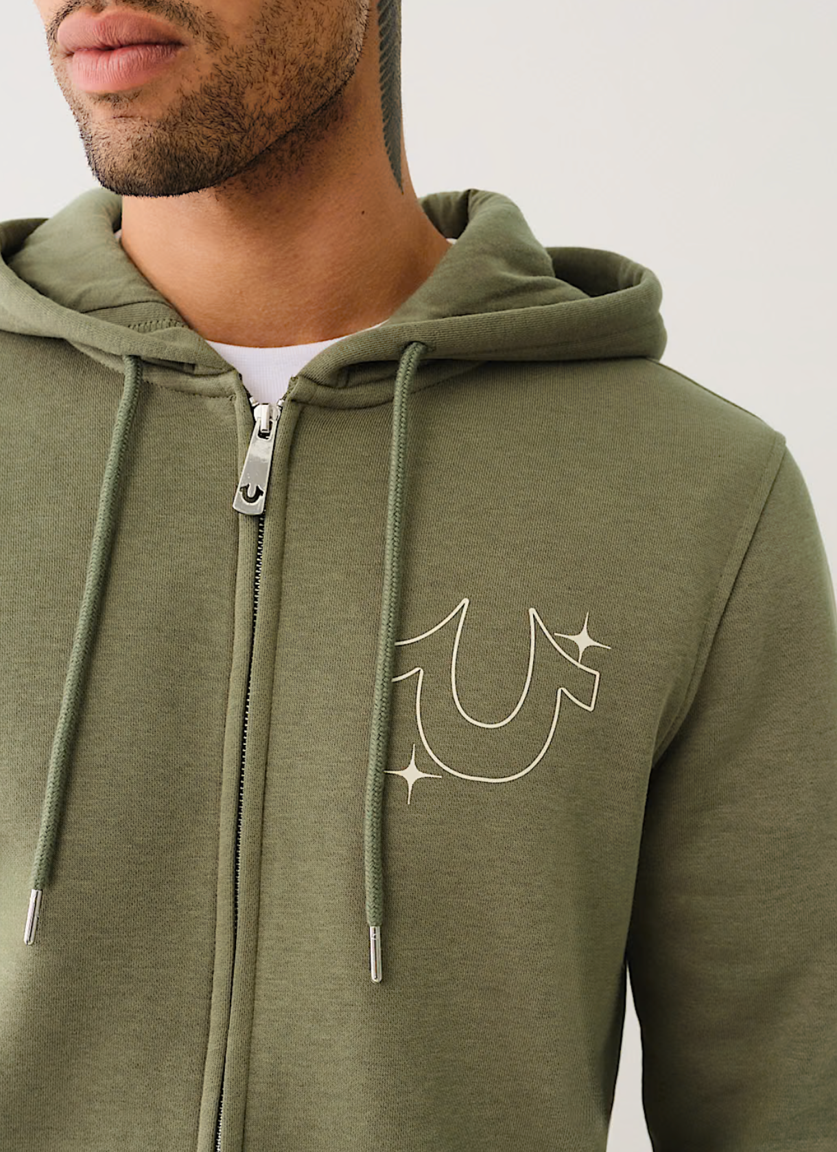 TRUE RELIGION BUDDHA STAR ZIP HOODIE-GREEN