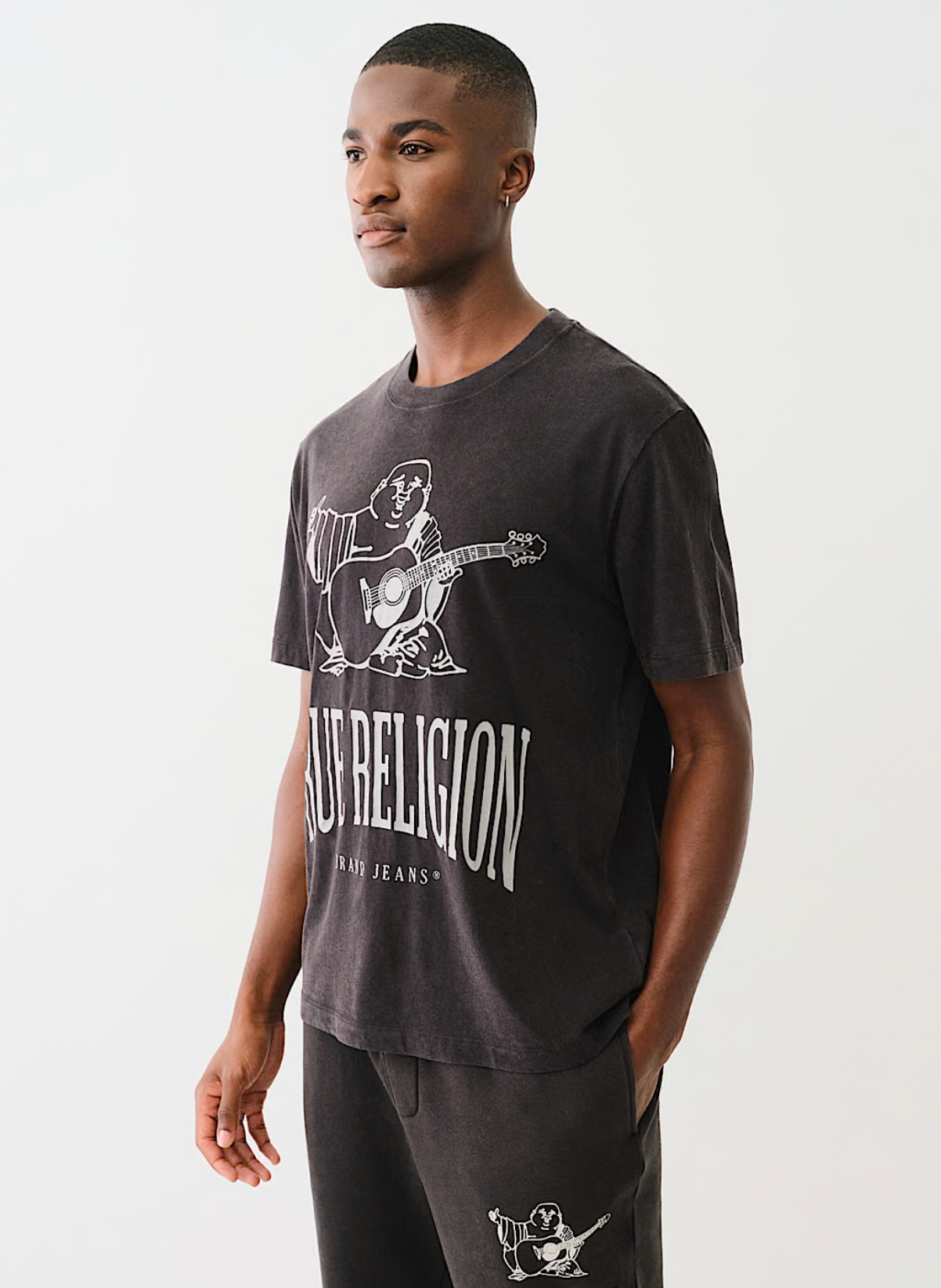 TRUE RELIGION VINTAGE CRACKLE BUDDHA TEE-BLACK