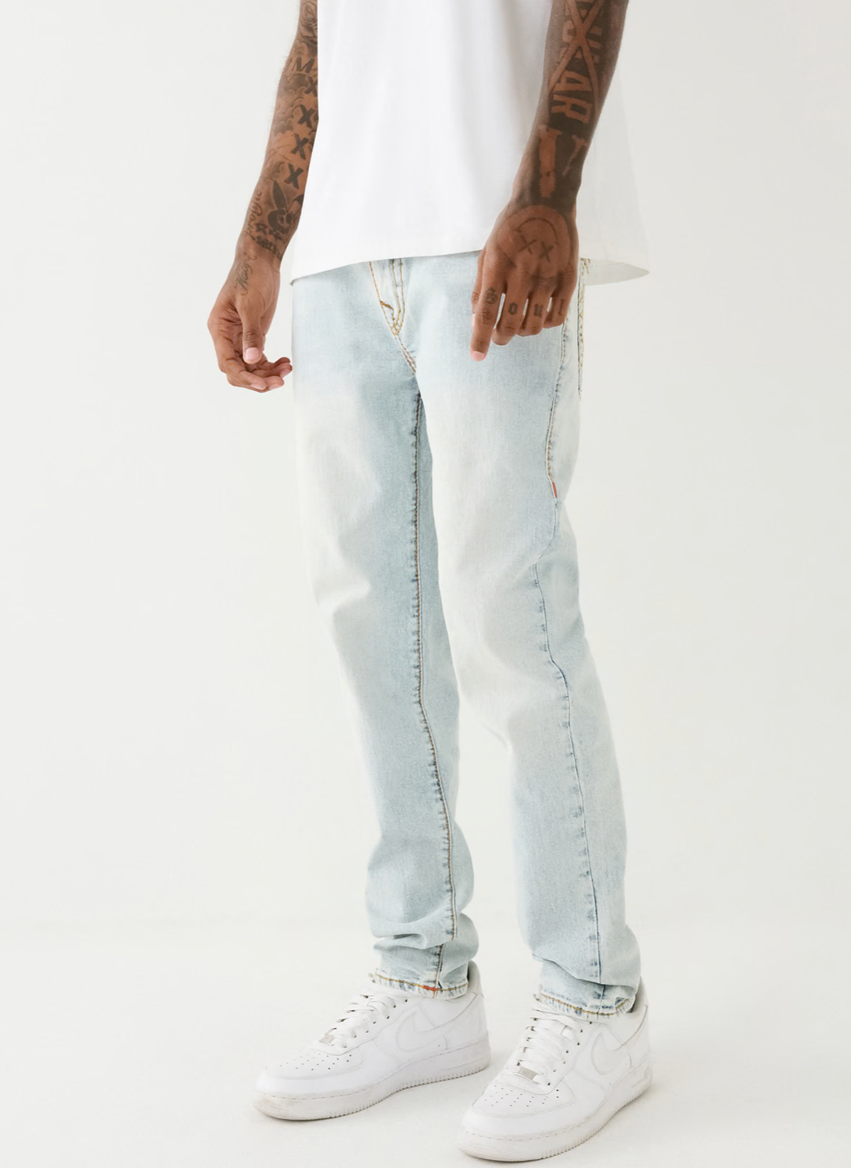 TRUE RELIGION ROCCO BIG T SKINNY JEAN 32"-LT WASH